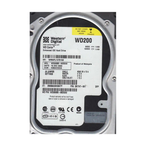 WD200BB-60DGA0 - Western Digital 20GB 7200RPM EIDE 2MB 3.5" HDD