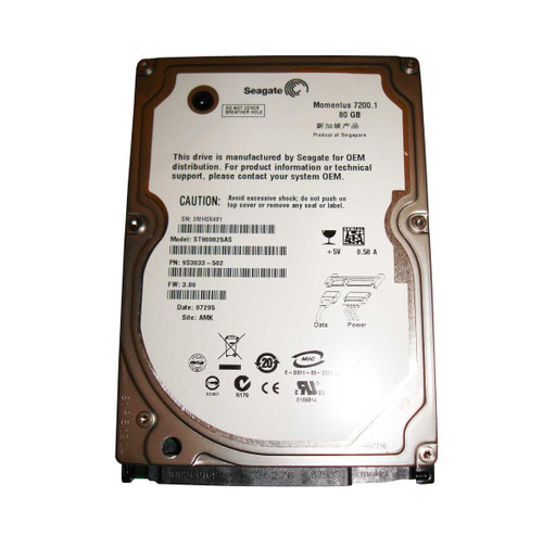 ST980825AS - Seagate 80GB 7200RPM SATA 1.5 Gbps 2.5 8MB Cache Momentus Hard Drive