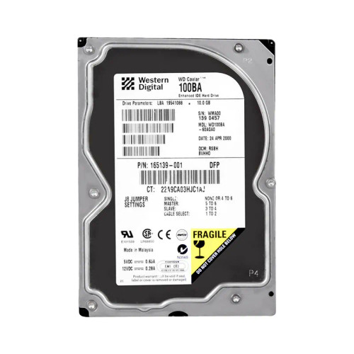 WD100BA-60AGA0 - WESTERN DIGITAL 10GB 7200RPM EIDE 3.5" HDD