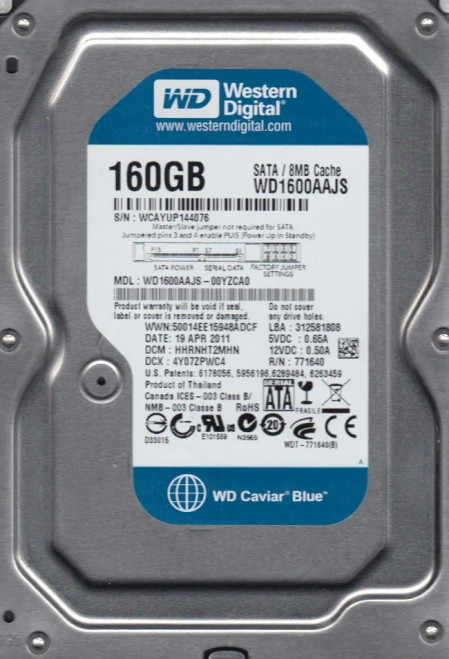 WD WD1600AAJS-00YZCA0 Caviar Blue 160GB SATA 3Gb/s Hard Drive