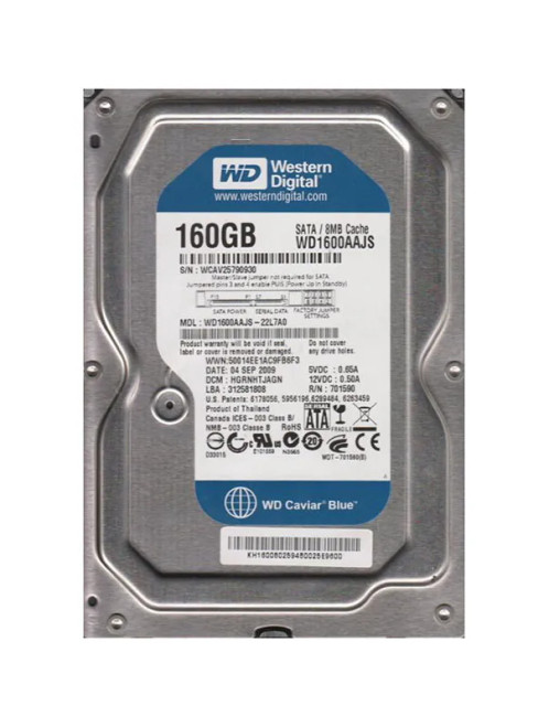 WD1600AAJS-22L7A0 - Western Digital 160GB SATA 7200RPM 8MB 3.5" HDD