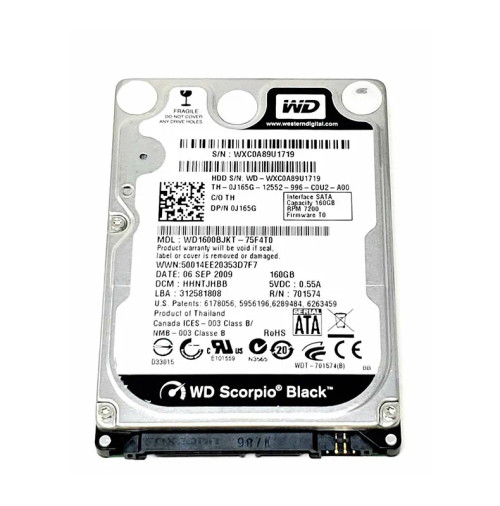 WD WD1600BJKT-75F4T0 Scorpio Black 160GB 2.5-Inch SATA Hard Drive
