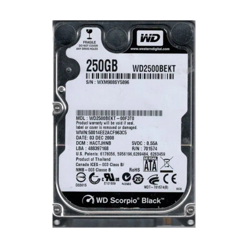WD WD2500BEKT-00F3T0 Scorpio Black 250GB SATA 3Gb/s 2.5Hard Drive