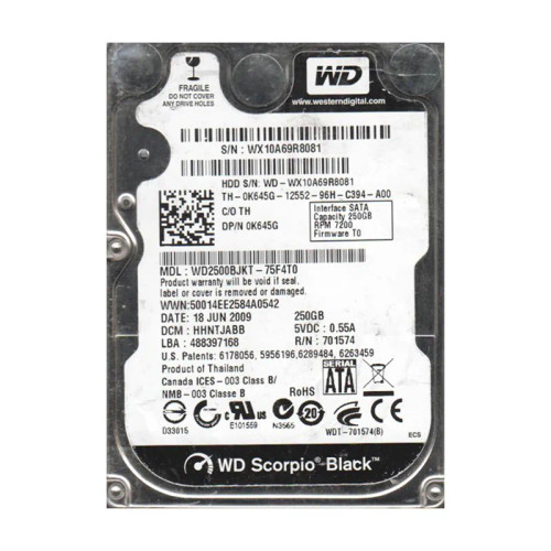 WD2500BJKT-75F4T0 - Western Digital 250GB 7200RPM SATA 16MB 2.5" HDD