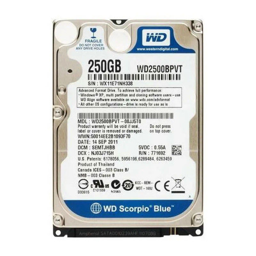 WD2500BPVT-00JJ5T0 - Western Digital 250GB 5400RPM SATA 2.5-Inch HDD