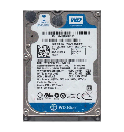 WD WD3200BPVT-75JJ5T0 Reliable Laptop Hard Drive by WD