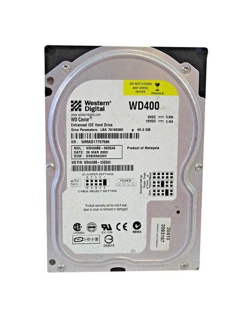 WD400BB-00DEA0 - WESTERN DIGITAL 40GB 7200RPM EIDE 3.5" HDD