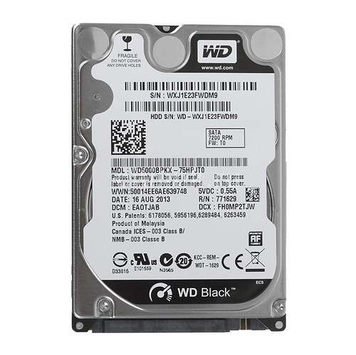 WD5000BPKX-75HPJT0 - Western Digital 500GB 7200RPM SATA 6.0 Gbps 2.5 16MB Cache Black Hard Drive