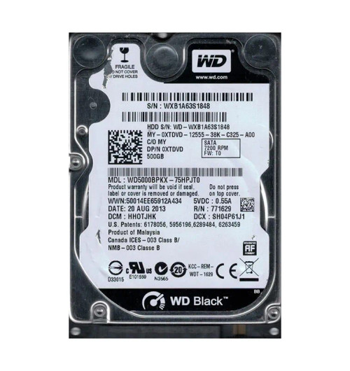 WD5000BPKX-75HPJT0 - Western Digital 500GB 7200RPM SATA 2.5-Inch HDD