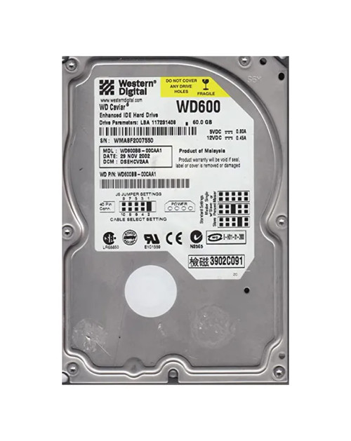 WD600BB-00CAA1 - Western Digital 60GB 7200RPM 2MB 3.5" EIDE HDD