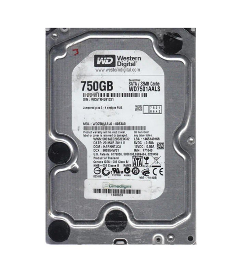 WD7501AALS-00E3A0 - Western Digital 750GB SATA 7200RPM 32MB 3.5" HDD