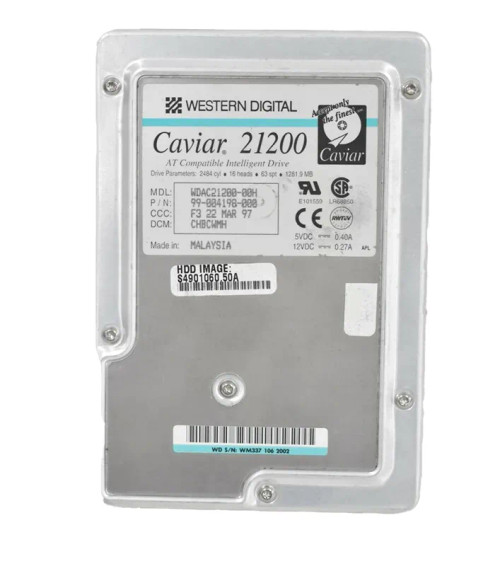 WDAC21200-00H - WESTERN DIGITAL 1.2GB 5200RPM EIDE 3.5" HDD
