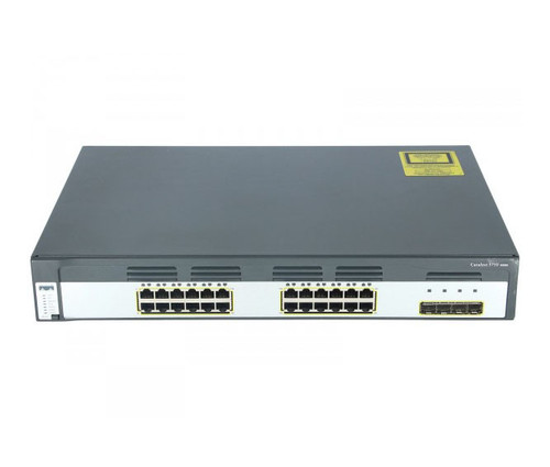 WS-C3750G-24TS-S - Cisco Catalyst 3750 24-Ports 10/100/1000T RJ-45 Manageable Layer3 Rack Mountable 1U and Stackable Switch