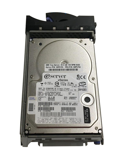 06P5755 - IBM 36.4GB 10K RPM Ultra160 SCSI 3.5" HDD