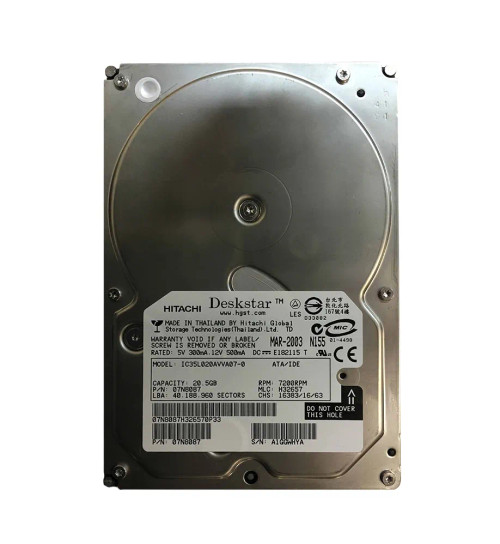 07N8087 - Hitachi 20.5GB 7200RPM IDE 2MB 3.5" HDD
