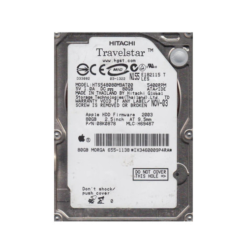 08K0878 - Hitachi 80GB 5400RPM IDE 2.5" Laptop HDD