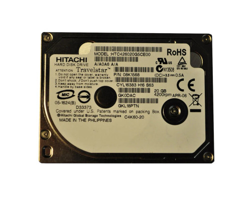 08K1568 - Hitachi 20GB 4200RPM IDE ATA/133 1.8" HDD