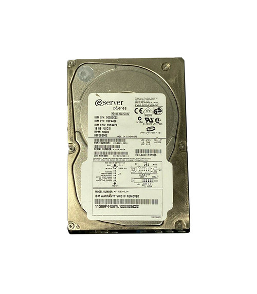 09P4428 - IBM 18.2GB 10000RPM Ultra160 SCSI 68-Pin 4MB Cache 3.5-Inch Hard Drive with Tray