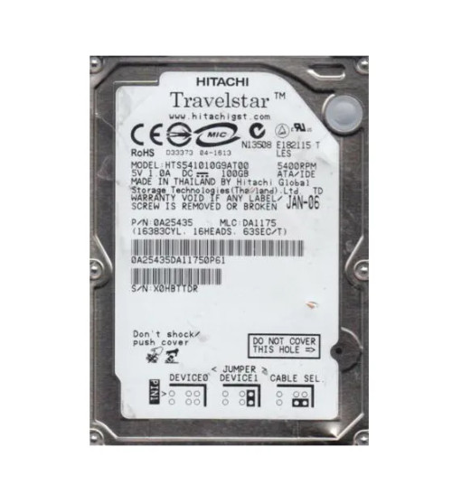 0A25435 - Hitachi 100GB 5400RPM 2.5" IDE 8MB HDD