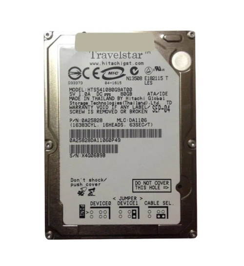 0A25828 - Hitachi 80GB 5400RPM ATA-100 8MB 2.5" HDD