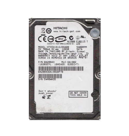 0A28843 - Hitachi 120GB 5400RPM SATA 2.5" HDD
