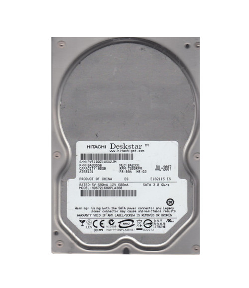 Hitachi Deskstar 7K160 80GB SATA Hard Drive for 3.5-inch Servers