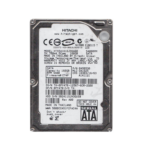 0A50530 - Hitachi Travelstar 5K160 Series 120GB 5400RPM SATA 1.5Gb/s 8MB Cache 2.5-inch Hard Drive