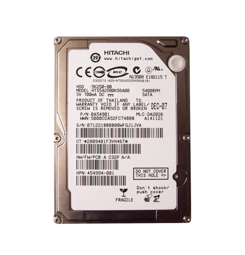 0A54901 - Hitachi 80GB 5400RPM SATA 2.5" HDD