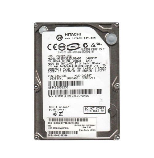 0A57335 - Hitachi 250GB 5400RPM SATA 2.5" HDD