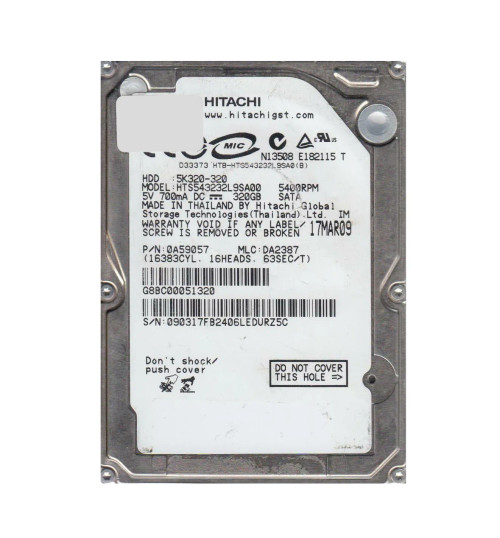 0A59057 - Hitachi 320GB SATA 5400RPM 2.5" HDD