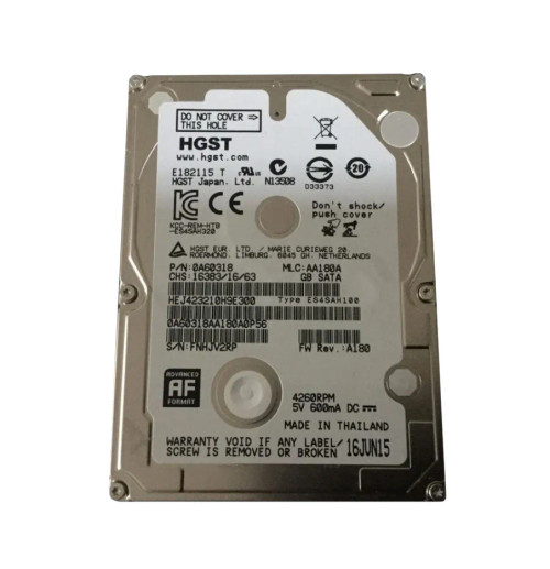 0A60318 - HGST 100GB 4260RPM SATA 1.5Gb/s 2.5" HDD