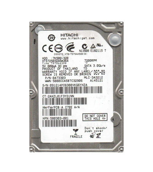 0A73303 - Hitachi 320GB 7200RPM SATA 3Gb/s 2.5" HDD