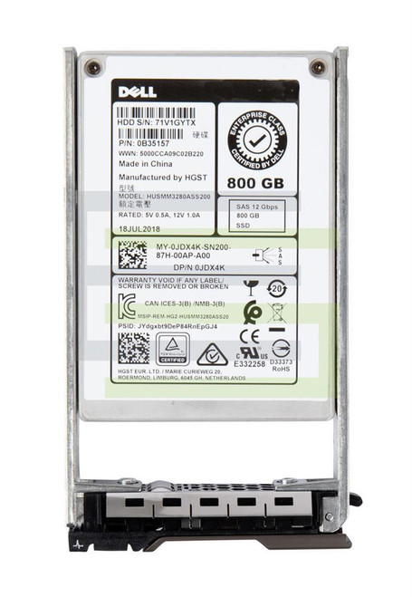JDX4K - Dell 800GB SAS 12Gbps 2.5" Internal SSD
