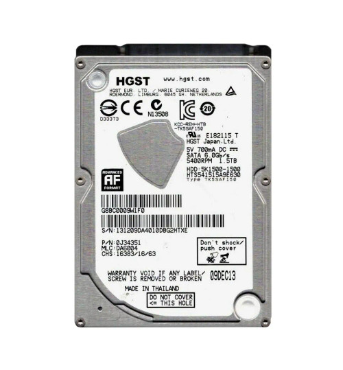 0J34351 - Hitachi 1.5TB 5400RPM SATA 6Gb/s 2.5" HDD
