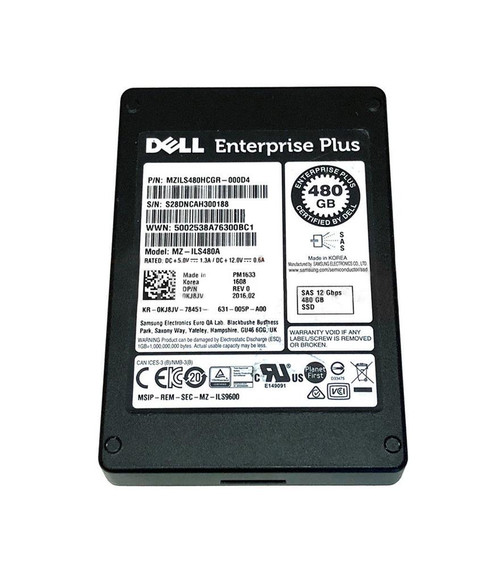 Dell KJ8JV 480GB SAS 12Gb/s SSD Hot-Pluggable 2.5-Inch Drive