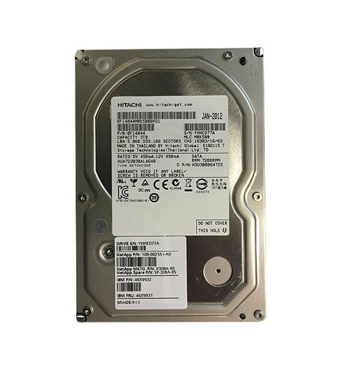 108-00255 - NetApp 3TB 7200RPM SATA 6Gb/s 3.5-Inch Hard Drive for DS4243