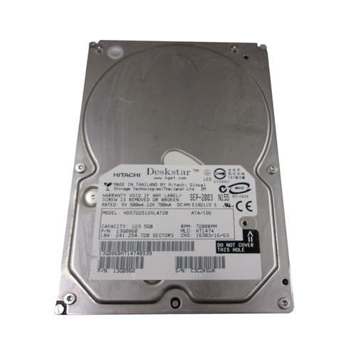 13G0860 - Hitachi 120GB 7200RPM IDE ATA/100 2MB 3.5" HDD