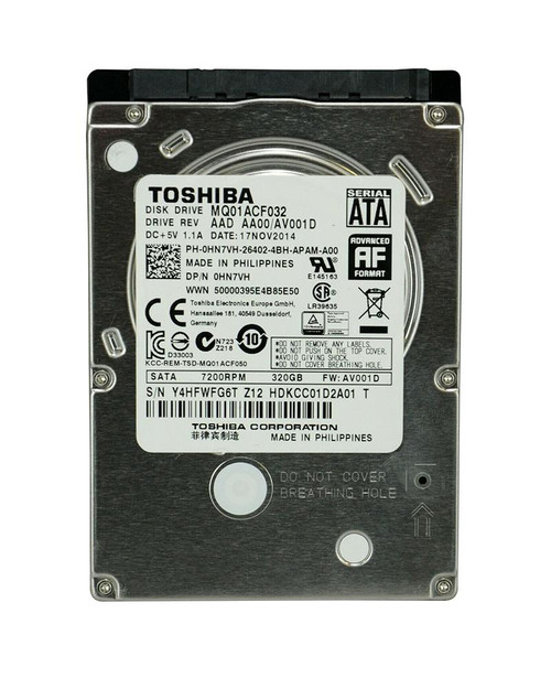 1CRG7 - Dell 320GB 7200RPM SATA 6Gb/s 2.5" HDD