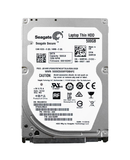06MY28 - Dell 500GB 7200RPM SATA 6Gbps 2.5" SED HDD