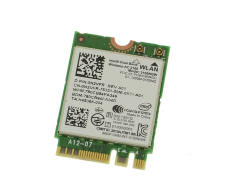 N2VFR - Dell Wireless-AC 3160 Wi-Fi Bluetooth Card