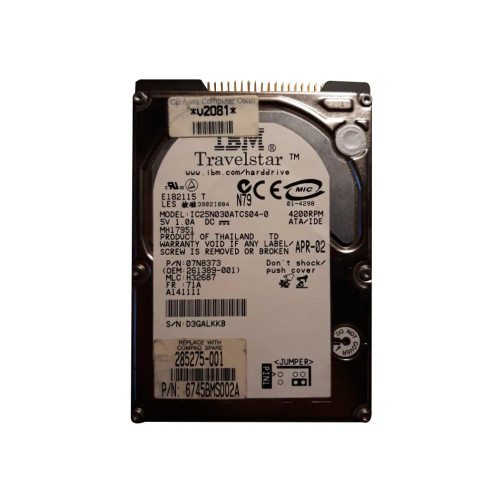 285275-001 - HP 30GB 4200RPM IDE Ultra ATA-100 2.5" HDD