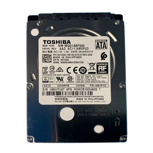 2Y22D - Dell 500GB 5400RPM SATA 6Gb/s 2.5" HDD