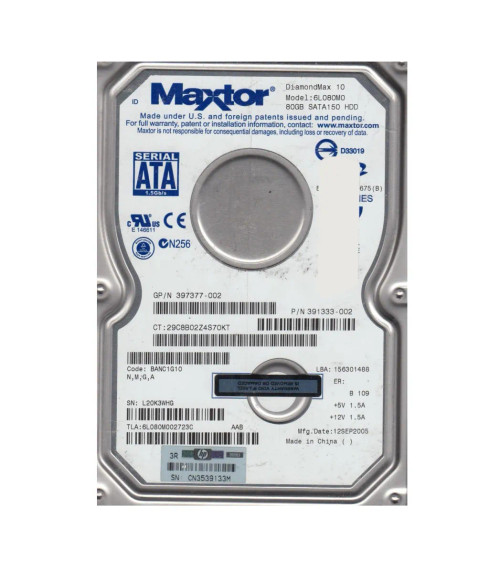 6Y080M042541A - Maxtor 80GB 7200RPM SATA 8MB 3.5" HDD