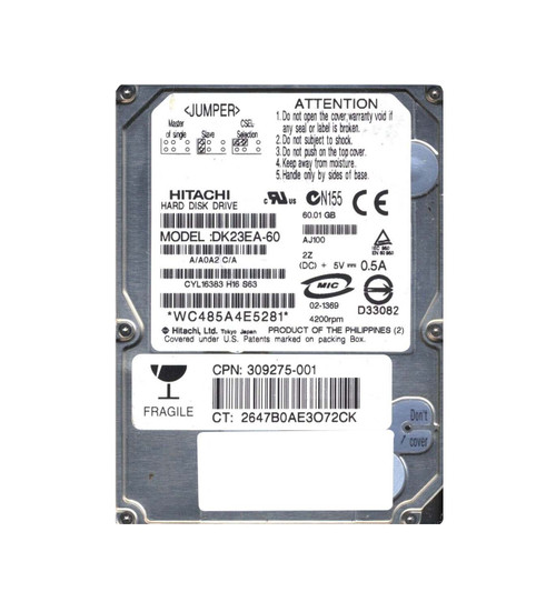 309275-001 - Compaq 60GB 4200RPM IDE/ATA-100 2.5" HDD