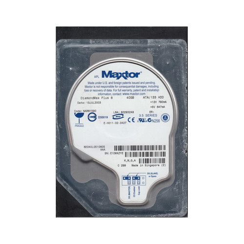 6E040L0510605 - Maxtor 40GB 7200RPM IDE ATA-100 2MB 3.5" HDD