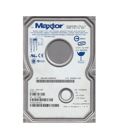 6Y080L0030432 - Maxtor 80GB 7200RPM ATA-133 2MB 3.5" HDD