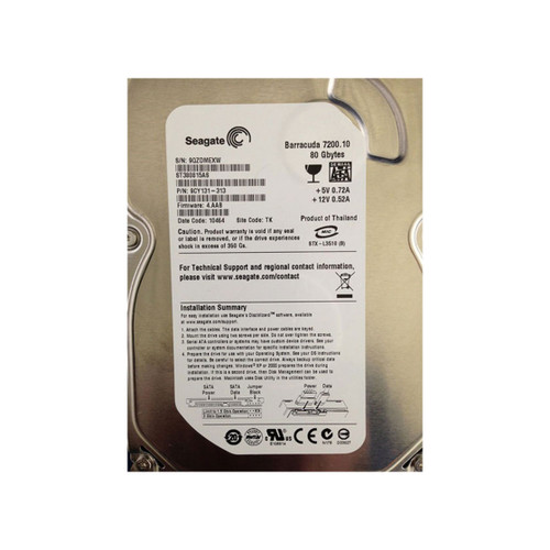 9CY131-313 - Seagate BarraCuda 7200.10 Series 80GB 7200RPM SATA 3Gb/s 8MB Cache CE 3.5-Inch Hard Drive