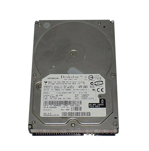 07N8137 - Hitachi 40GB 7200RPM IDE 2MB 3.5" HDD
