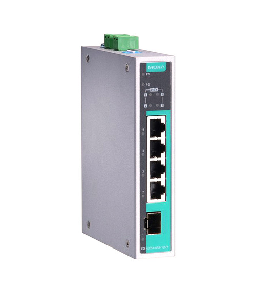 EDS-G205A-4PoE-1GSFP-T - Moxa 5-Port Gigabit PoE Unmanaged Network Switch