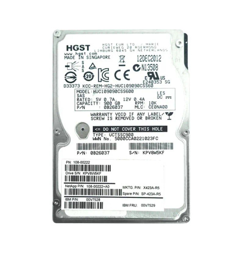 SP-X423A-R5 - NETAPP 900GB 10K RPM SAS 6Gb/s 2.5" HDD